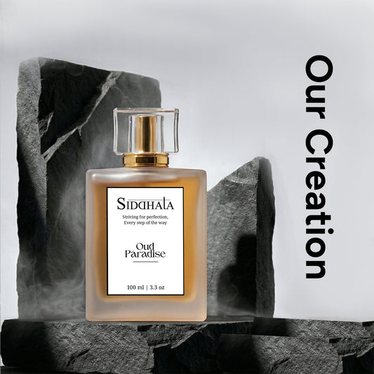 Oud Paradise perfume – tropical oud fragrance front view